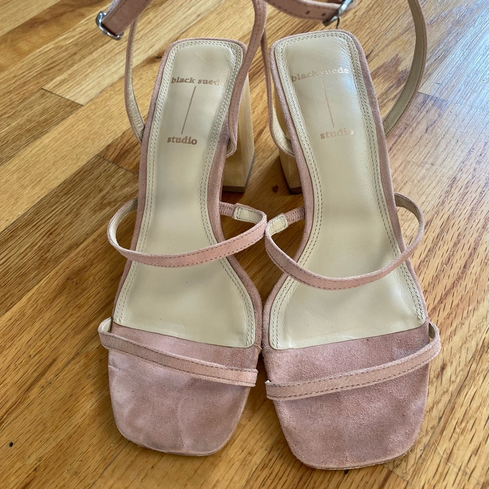 Verana Ankle Strap Sandal— worn once for a wedding. Neutral blush suede. - Picture 2 of 5